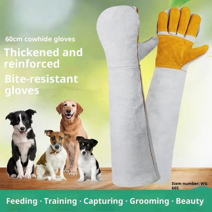 Pet Viper Anti-Bite Gloves Dog Training Anti-cat and Dog Scratch Gloves Anti-scratch Scratch Injury Thickened Extended Cowhide