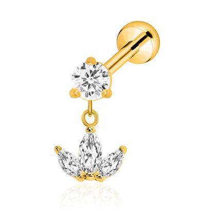 ASTM F136 G23 Titanium Flower Petals Butterfly Labret Threadless Piercing Pin Push in Lip Stud Daith Conch Earring 16G 18G 20G