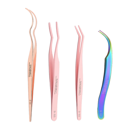 NAGARAKU Eyelash Extension Tweezers Makeup Tools Stainless Steel Non-magnetic Pincet False Eyelash Tweezers 3D accurate tweezers