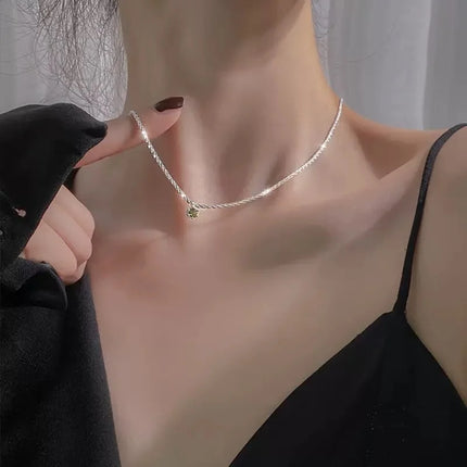 Hot 925 Sterling Silver Plated Necklace Versatile Single Sparkling AAA Zircon Clavicle Chain for Women Wedding Jewelry Wholesale