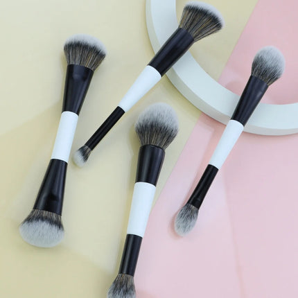 Double Head Makeup Brushes 2 In 1 Flat Angled Foundation Concealer Contour for Blending Loose Powder Liquid Cream Cosmetic Tools