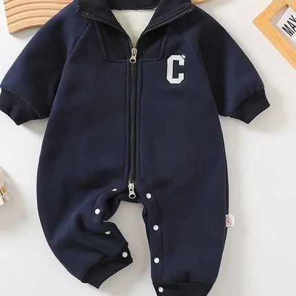2024 Autumn Winter Baby Rompers Thick Lining Boys Jumpsuits Fur Lining Toddler Clothes Boys Outfit