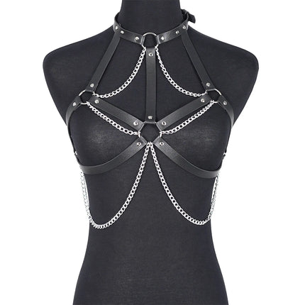 Women Fashion Chain Belt Leather Waist Belt Chest Harness Belt Corset Bondage Lingerie Punk Gothic Clothing Exotic Accessories
