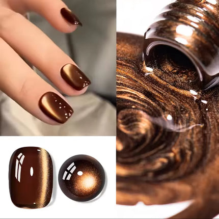 12ml 1-21pcs 2026 New Brown Gold Glass Bead Cat Eye Gel Nail Polish Black Red Magnet Cat Eye Gel Polish Gold Nails Nail Art