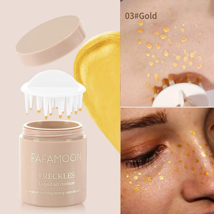 Gold Brown Natural Freckles Stamp Air Cushion Kit Simulation Fake Spot Freckle Liquid Powder Waterproof Long Lasting Makeup