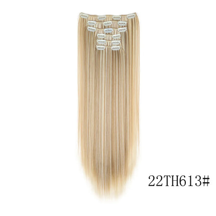16 Clips in Hair Extensions 24Inchs Long Straight Hairstyle Synthetic Blonde Black Hairpieces Heat Resistant Fake Hair 6Pcs/Set
