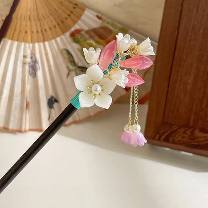 Chinese Style Hair Stick Glowing Lotus Lantern Hairpin Women Ancient Style Palace Lantern Hair Stick Flower Tassel Hair Insert