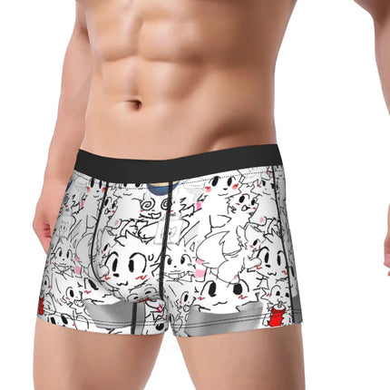 Men's Boykisser Silly Cat Underwear Cute Furry Funny Boxer Briefs Shorts Panties Homme Soft Underpants Plus Size