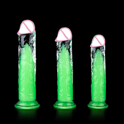 Fluorescent Green Dildos for Women Realistic Big Jelly Dildo Female Masturbator Prostate Stimulator Lesbian Sex Toys for Women