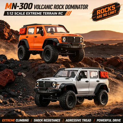 MN300 1:12 4WD RC Rock Crawler Off-Road Truck With 280 Motor Metal Chassis 2.4G Remote Control Climbing Vehicle Adults Car Gifts