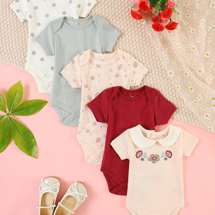 5PCS Baby Girl Clothes baby girls onesie summer cotton fabric Short-sleeved jumpsuit newborn baby clothes 0-9 months