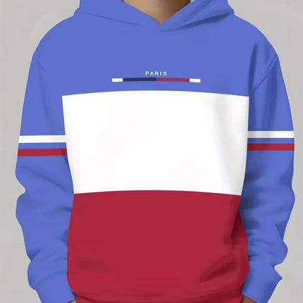 Kids Hoodie Gradient Paris 3D Print Graphic Fashion Child Sweatshirt Kids Clothing Round Neck Hoodies for Boy Street Casual Tops