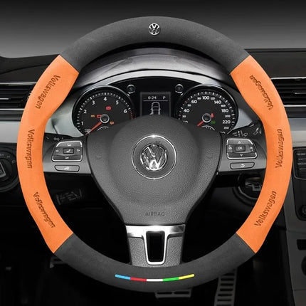 For Volkswagen Passat Golf 5 GTI Beetle Tiguan Touareg Polo T-ROC T-Cross Magotan Jetta Car Suede Anti-Slip Steering Wheel Cover