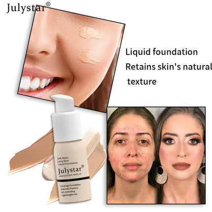 New Long Lasting Liquid Foundation Waterproof Oil Control Full Coverage Concealer Brighten Matte Moisturizing Primer Makeup Base