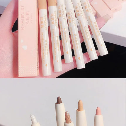 Glitter Pink Lying Silkworm Pen Color Natural Brightening Matte Eye Shadow Pencil Shimmer Glue Eyeliner Waterproof Korean Makeup
