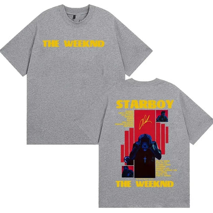 Rapper The Weeknd Starboy Album 2026 Merch T-Shirt Men's Summer Street Gothic Hip-Hop Vintage Cotton Short Sleeve Casual T-shirt