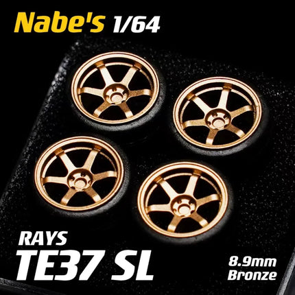 1/64 Chika  Wheels with Rubber Tires Model Car Modified Parts BBS RS  JDM VIP For Hotwheels Tomica MiniGT （Supplied with axle）