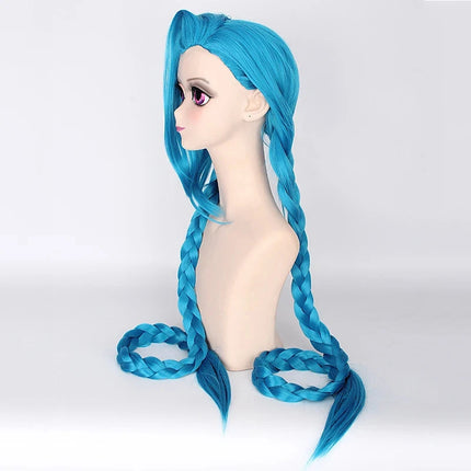 Synthetic Hair Jinx Cosplay Lol  Long Blue Halloween  Anime Costume Wig