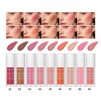 Beauty Liquid Blush Lipstick Blush Eyes Cheek Blusher Waterproof Mositure Face Contour Shadow Liquid Lip Gloss Plump Makeup