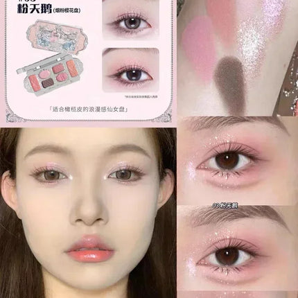 Flower Knows Swan Ballet Series Makeup 6 Color Eyeshadow Palette Matte Pearl Face Palette Glitter Palette Cosmetics
