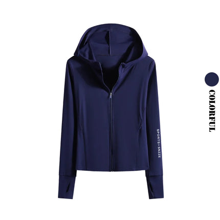 DRUR Autumn Winter Yoga Top Women Hooded Workout Jacket Zip Up Athletic Running Shirts with Pockets Sportswear Christmas Gifts