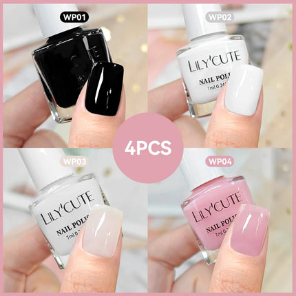 LILYCUTE 7ml 4/6/8/12Pcs Water-Based Nail Polish Set Quick Drying No Lamp Needed Glitter Nail Art Varnish For Nails Manicure