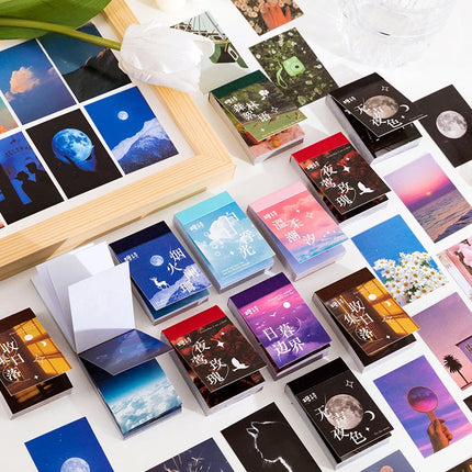 50 Sheets World scenery Style Sticker Book Coated paper Journal DIY Material Decoration Sticker Memo Pad Scrapbook Stationery