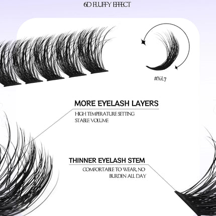 GROINNEYA Eyelash Clusters Kit Lash Clusters Wispy Natural DIY Lashes Clusters with Bottom Waterproof Bond and Seal Tweezers