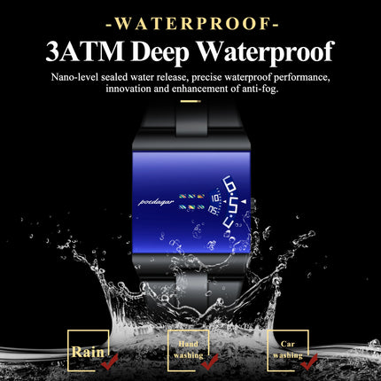 POEDAGAR Top Rectangle Original Men Watch Waterproof Fashion Man Wristwatch Stainless Steel Quartz Sport Men's Watches+Box Reloj