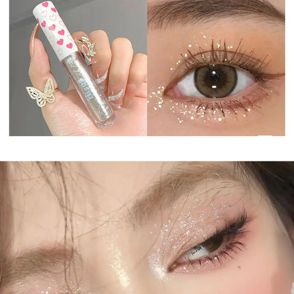 6 Colors Glitter Liquid Eyeshadow Waterproof Pearlescent Shiny Eye Shadow Highlighter Sequins Lying Silkworm Makeup Beauty Tool