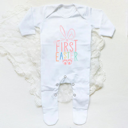 My First Easter Bunny Print Baby Bodysuit Babygrow Sleepsuit Rabbit Infant Long Sleeve Outfit Clothes Infant Easter Party Romper