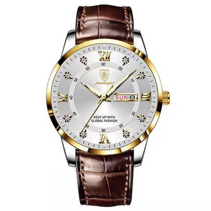 POEDAGAR Casual High Quality Men Watch Waterproof Luminous Leather Original Man Wristwatch Quartz Business Watches For Men Reloj