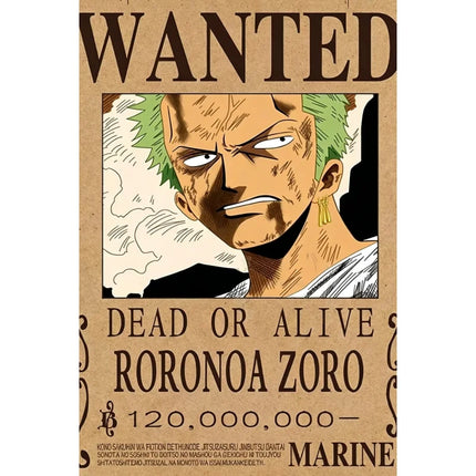 One Piece Wanted Poster Canvas Painting Print Picture Wall Art Bounty Anime Wall Bedroom Mural Luffy Zoro  Living Home Decor