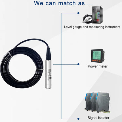 4-20mA 0-500m Hydrostatic Liquid Level Sensor 0-10V 5m 10m Oil Fuel Water Transmitter RS485 Tank Well Level Control Detector