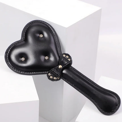 Heart Shape Diamond Handle PU Leather Riding Crop BDSM Bondage Spanking Paddle Whip Sex Toy Adult Sex Toy For Men Women Sex Shop