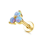 Three Blue Opal / Earrings / China Mainland|1.2(16G )x6mm|Ears|Animal