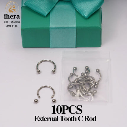 10PCS G23 Titanium Eyebrow Piercing Jewelry Nose Septum Piercing Ring C Rod 16G ASTM F136 Women Labret Lip Stud Wholesale