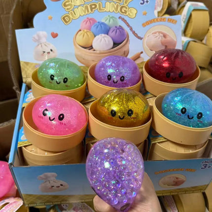 Glitter Dumpling Squishies with Box - Sensory Dumpling Pressure Toy for Stress Relief Fun Squishy Toys for Adults And Kids
