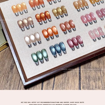 2025 NEW Glass Beaded Cat Eyes Nail Polish Golden Green Light UV/LED Nail Gel Semi Permanent Magnetic Gel Varnish DIY Nail Salon