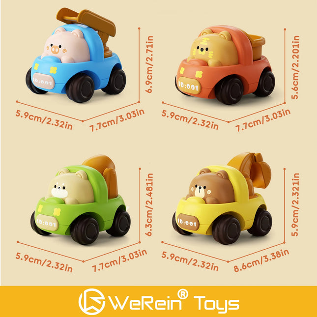 Adorable Animal Shaped Inertia Cars - Little Tiger Bear Pig Dog Cute Toy Vehicles for Kids