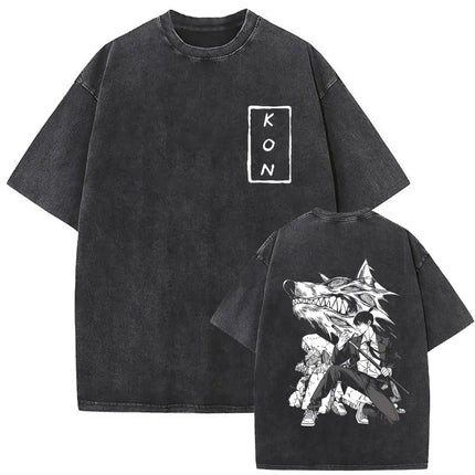 Washed Vintage Anime Chainsaw Man Makima Merch T-shirt Men Women Manga Casual Oversized T Shirts Male Retro 100% Cotton T-shirts