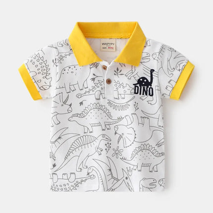 Collar Baby Boy Polo T Shirt 3 to 6 9 12 18 Months 100% Cotton White Blue Kids Polos Dino Astronaut Luxury Designer Boys Clothes