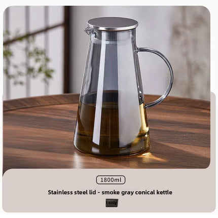 High Borosilicate Glass Pitcher Heat Resistant Water Kettle for Home Office Tea Cold Brew Fruit Infuser Jug Stylish Carafe