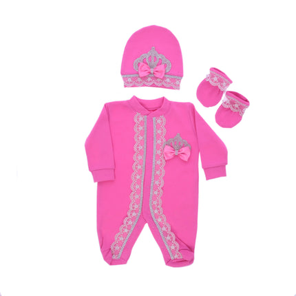 Original UK Prince Take Me Home Outfit Baby Crown Jewels set Baptism Bling Outfit Rubybelleb Light Blue 3pcs Layette Swaddle Set