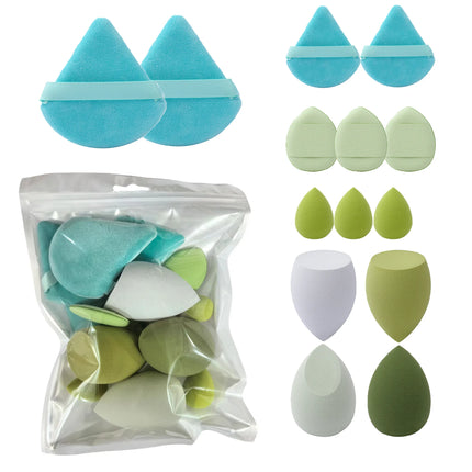 14Pcs Makeup Sponge Puff Set Velvet Triangel Powder Puff Beauty Egg Mini Finger Cosmetic Puff For Loose Powder Foundation Cream