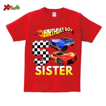 Kids Racing Birthday T Shirt 5 Year Old 2nd T Shirt Kids Shirts for Children Party BOYS Summer Custom Name Toddler Baby T Shirts