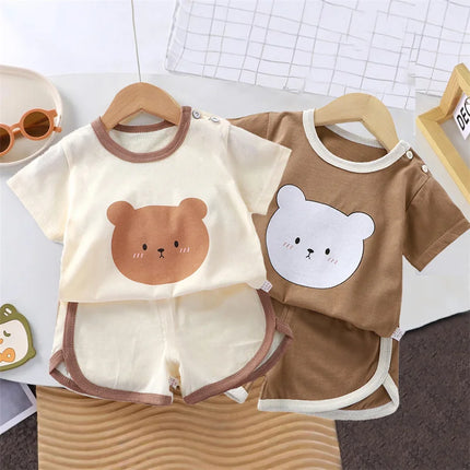 Cute Bear Baby Clothing Set Summer Soft Cotton Infant Short Sleeve Pajamas Newborn Toddler Casual Homewear for Boys and Girls