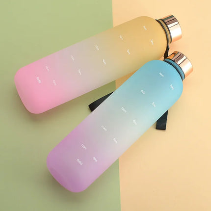 1L Water Bottles for Girls Kids Leakproof Gym Fitness Sports Bottle for Outdoor Travel, Camping Frosted Plastic Drinking Bottle