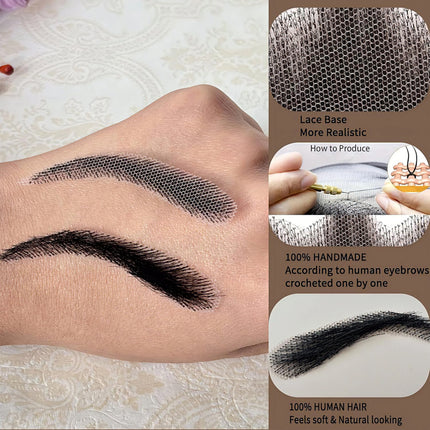 VEYDA Fake Eyebow Women Or Man Hair Brazilian Hair invisible Handmade 100% Human Hair Fake Eyebrows Hand Tied False Eyebrows