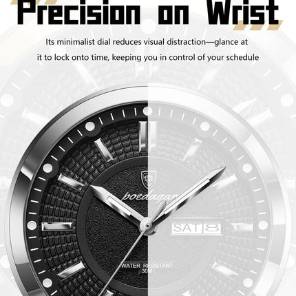 POEDAGAR Trendy Sport Men's Wristwatch Waterproof Luminous Date Week Business Fashion Men's Quartz Watches Leather Men's Watch Reloj